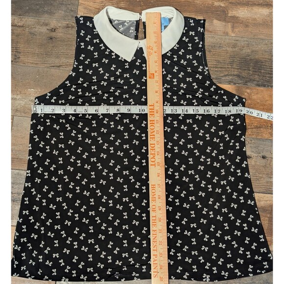 CeCe L Black White Bow Print Sleeveless Top - Picture 3 of 4